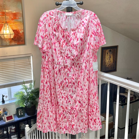 🌞NWT🌞 89TH + MADISON Ruffle Button Front Dress  Size 2X - Picture 1 of 7